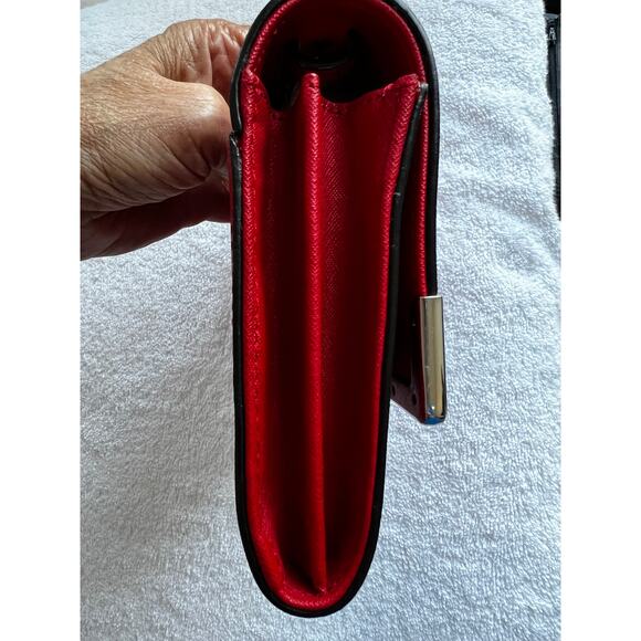 Red Saffiano Leather functional Classic Wallet on Chain Crossbody Purse NWOT - Picture 9 of 9